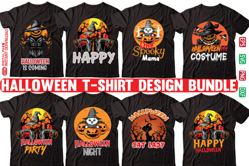 Halloween graphic t-shirt bundle, Halloween vector 8 design, Halloween 8 t-shirt design bundle, Halloween SVG bundle, good witch t-shirt design, boo! t-shirt design, boo! SVG cut file , Halloween t-shirt