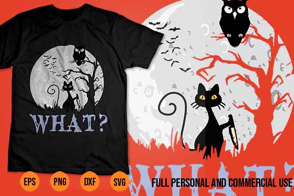 Black cat halloween svg shirt design cat what murderous black cat with knife halloween costume spooky season unisex cat, murderous, black, knife, halloween, costume, t-shirt, funny, tshirt, humorous, bloody, design,