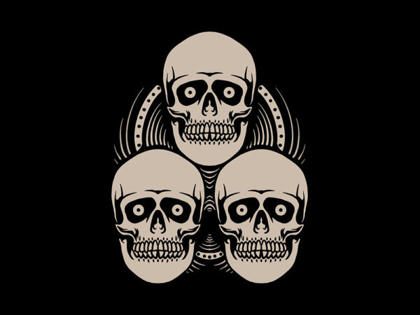 Three skull t shirt designs for sale