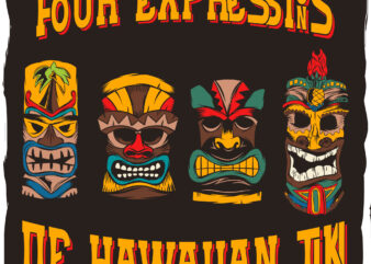 Hawaiian tiki masks four expression