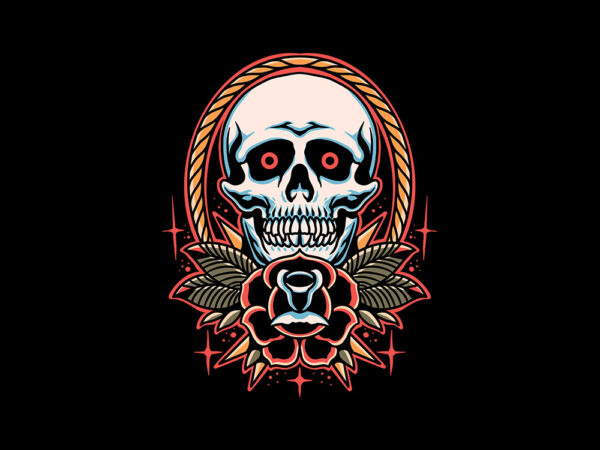 Traditional skull t shirt designs for sale