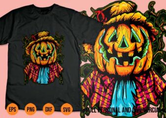 Happy Halloween Scarecrow svg Shirt Design Spooky Vector