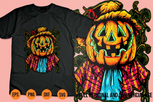 Happy halloween scarecrow svg shirt design spooky vector
