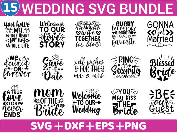 Wedding svg bundle t shirt design for sale