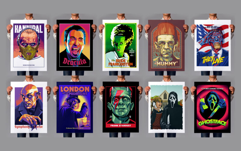 t-shirt vector TERROR VS HORROR