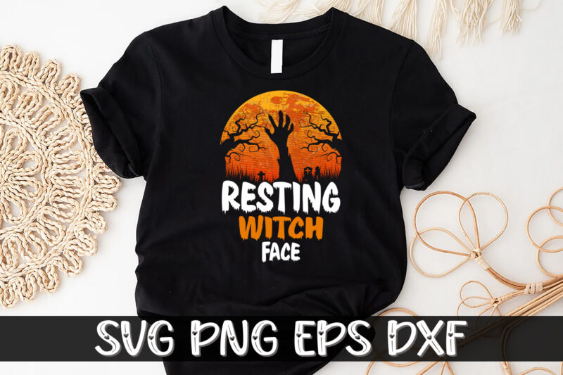 Resting Witch Face Halloween Shirt Print Template