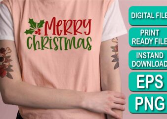 Merry Christmas shirt print template, funny Xmas shirt design, Santa Claus funny quotes typography design