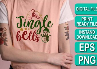Jingle Bells, Merry Christmas shirts Print Template, Xmas Ugly Snow Santa Clouse New Year Holiday Candy Santa Hat vector illustration for Christmas hand lettered