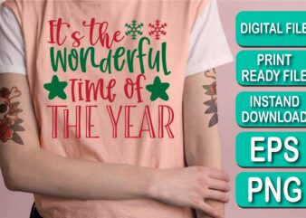 It’s The Most Wonderful Time For A Beer, Merry Christmas shirt print template, funny Xmas shirt design, Santa Claus funny quotes typography design, Christmas Party Shirt Christmas T-Shirt, Christmas Shirt