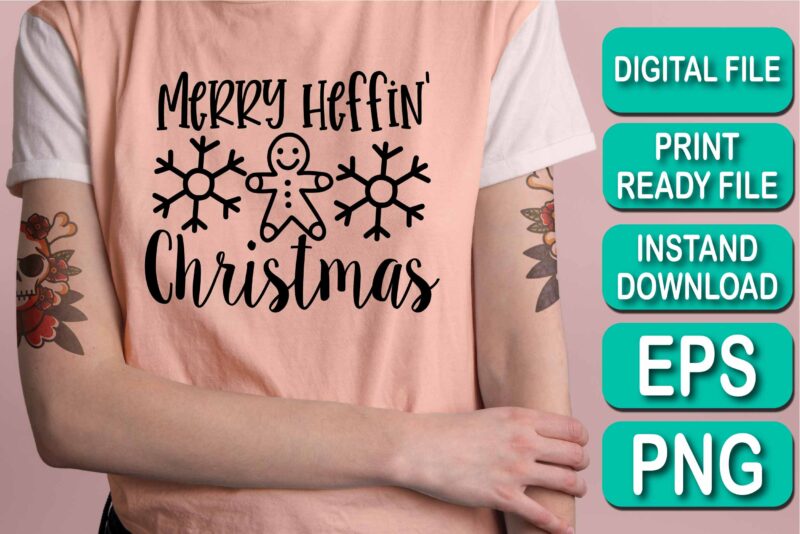 Merry Heffin Christmas, Merry Christmas shirt print template, funny Xmas shirt design, Santa Claus funny quotes typography design