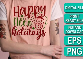 Happy Alco Holidays, Merry Christmas shirt print template, funny Xmas shirt design, Santa Claus funny quotes typography design