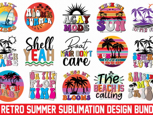 Retro summer sublimation bundle t shirt design online