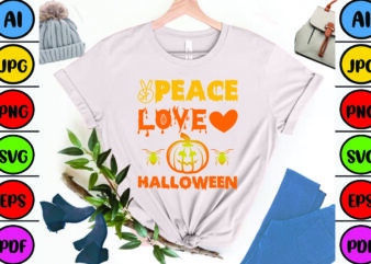Peace Love Halloween t shirt illustration