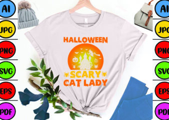 Halloween Scary Cat Lady graphic t shirt