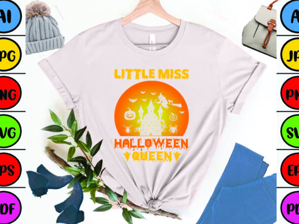 Little miss halloween queen t shirt vector graphic