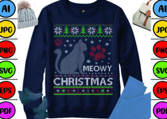 Meowy Christmas t shirt designs for sale
