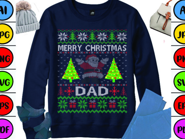 Merry christmas dad t shirt designs for sale