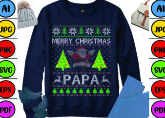 Merry Christmas Papa t shirt designs for sale