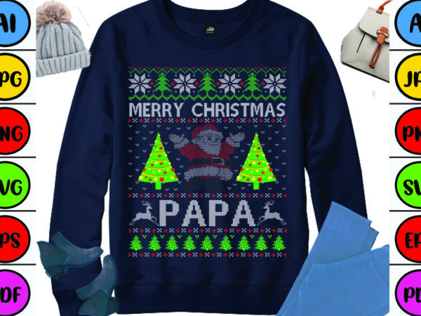 Merry christmas papa t shirt designs for sale