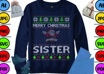 Merry Christmas Sister t shirt designs for sale
