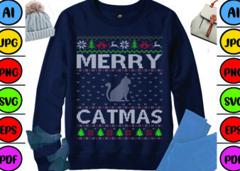 Merry Catmas t shirt designs for sale