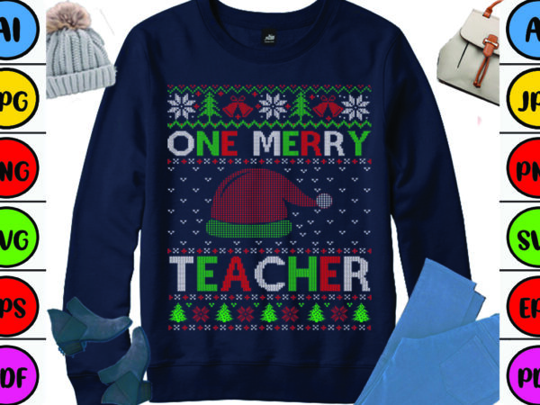 One merry teacher t shirt design online