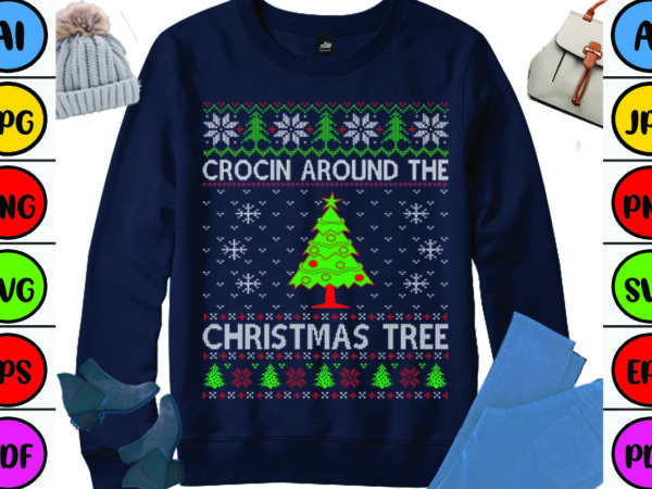 Crocin around the christmas tree t shirt vector file