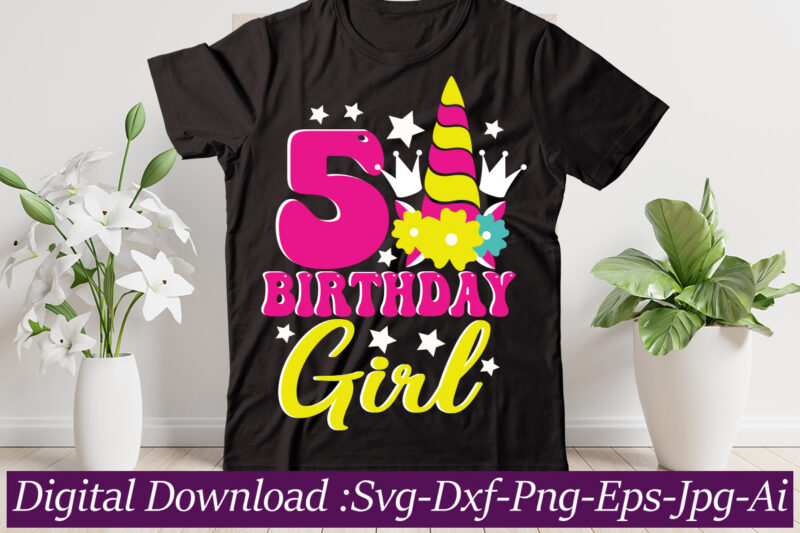 5 Birthday Girl svg cut file,Bow Bundle SVG, Unicorn, Butterfly and Swan Hair Bow Templates, Bow Collection SVG, Felt Bow SVG, Hair Bow Silhouette, Cricut Cut Files unicorn bundle svg,