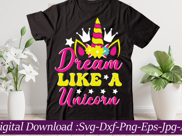 Dream like a unicorn svg cut file,bow bundle svg, unicorn, butterfly and swan hair bow templates, bow collection svg, felt bow svg, hair bow silhouette, cricut cut files unicorn bundle t shirt vector illustration