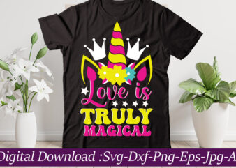 Love is Truly Magical svg cut file,Bow Bundle SVG, Unicorn, Butterfly and Swan Hair Bow Templates, Bow Collection SVG, Felt Bow SVG, Hair Bow Silhouette, Cricut Cut Files unicorn bundle t shirt vector graphic