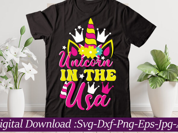 Unicorn in the usa svg cut file,bow bundle svg, unicorn, butterfly and swan hair bow templates, bow collection svg, felt bow svg, hair bow silhouette, cricut cut files unicorn bundle t shirt vector graphic