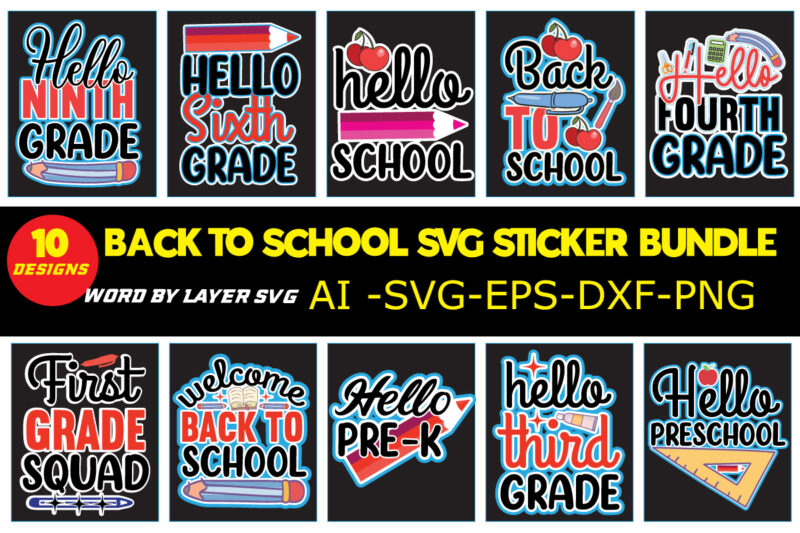 BACK TO SCHOOL SVG STICKER BUNDLE , Back to School Digital Stickers  Goodnotes, PNG Files of Study