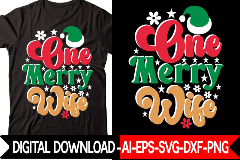One Merry Wife Retro Design Christmas SVG Bundle, Winter Svg, Funny Christmas Svg, Winter Quotes Svg, Winter Sayings Svg, Holiday Svg, Christmas Sayings Quotes Christmas Bundle Svg, Christmas Quote Svg,
