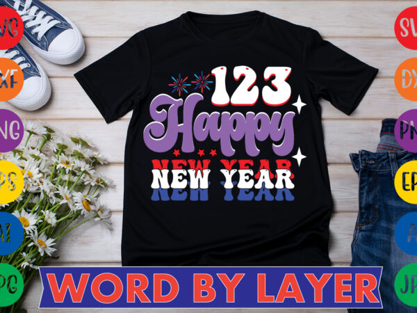 123 happy new year t-shirt design