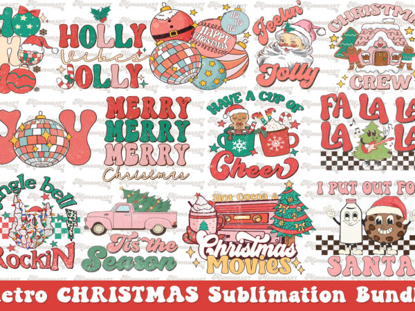 Retro christmas tshirt design bundle