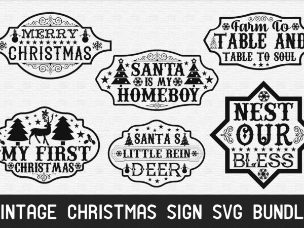 Vintage christmas sign svg bundle t shirt vector art