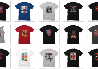 22 deadpool png t-shirt designs bundle for commercial use part 1
