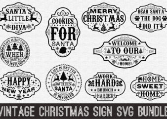 Vintage Christmas Sign Svg Bundle t shirt vector art