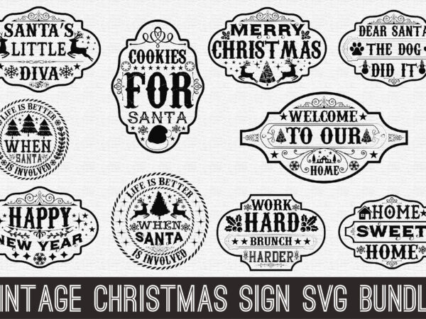 Vintage christmas sign svg bundle t shirt vector art