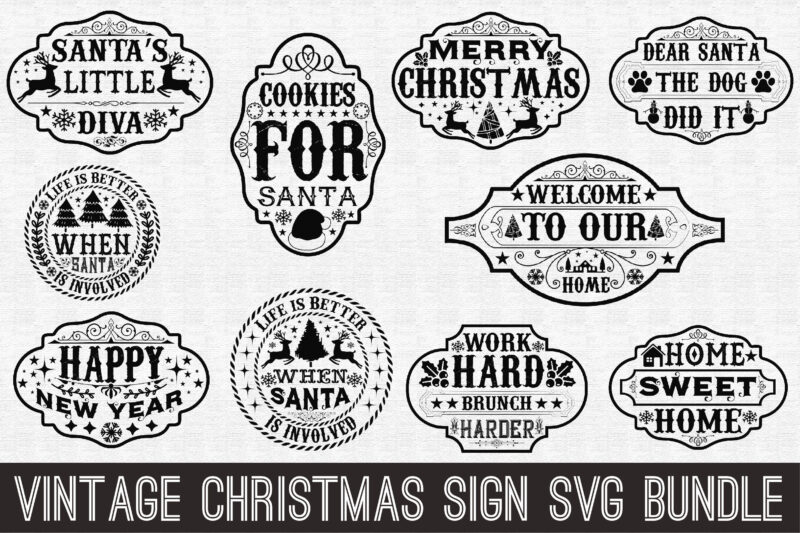 Vintage Christmas Sign Svg Bundle