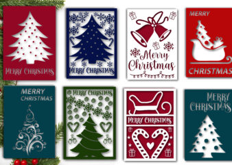 Merry Christmas Card SVG Bundle t shirt designs for sale