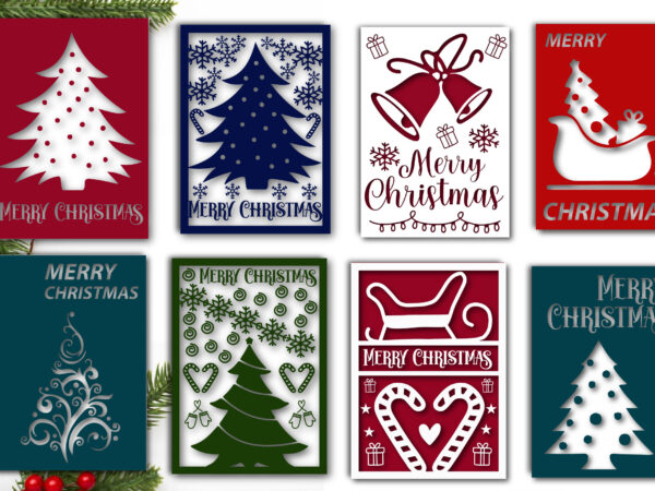 Merry christmas card svg bundle t shirt designs for sale