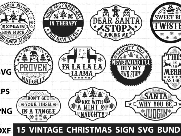 Vintage christmas sign svg bundle t shirt vector art