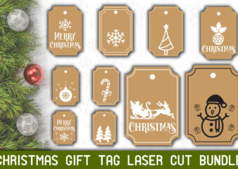 Laser Cut Christmas Gift Tag Bundle t shirt vector graphic