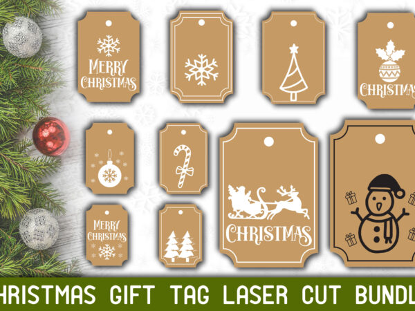 Laser cut christmas gift tag bundle t shirt vector graphic