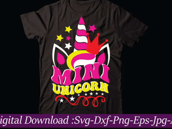 Mini unicorn svg vector t-shirt design,unicorn svg, unicorn split monogram, unicorn birthday svg, unicorn monogram, unicorn clipart, unicorn shirt svg, unicorn png svg cut files unicorn bundle svg, png, dxf,