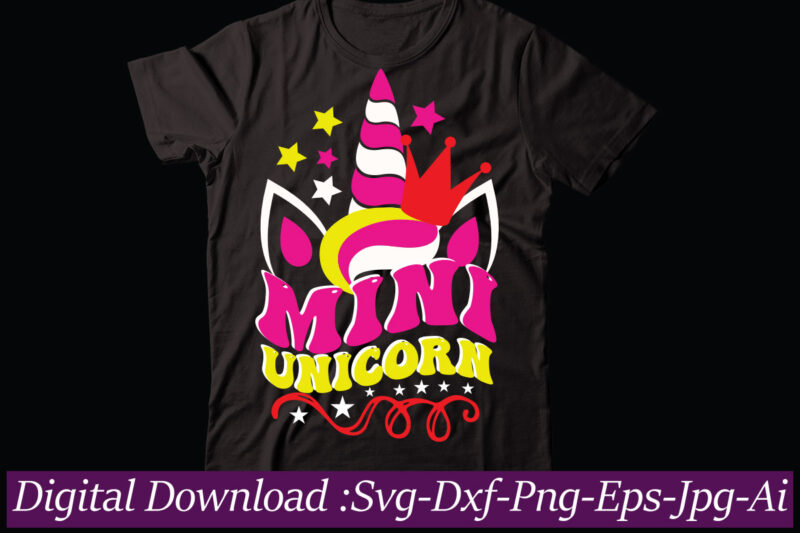 Mini Unicorn svg vector t-shirt design,Unicorn Svg, Unicorn Split Monogram, Unicorn Birthday Svg, Unicorn Monogram, Unicorn Clipart, Unicorn shirt svg, Unicorn Png Svg cut files UNICORN BUNDLE SVG, Png, Dxf,