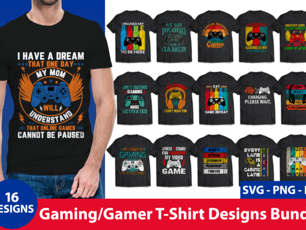 Gaming t-shirt design bundle