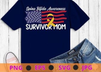 Spina Bifida survivor mom Awareness Yellow Ribbon gifts T-shirt design svg, Spina Bifida, survivor, mommy, Yellow Ribbon png