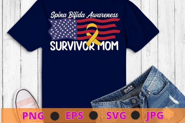 Spina bifida survivor mom awareness yellow ribbon gifts t-shirt design svg, spina bifida, survivor, mommy, yellow ribbon png
